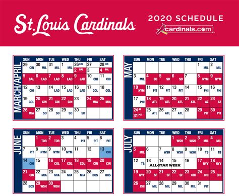 Printable St Louis Cardinals Schedule